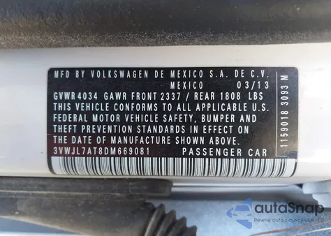 2013 Volkswagen Beetle 2.0L Tdi from USA, damaged, VIN 3VWJL7AT8DM669081